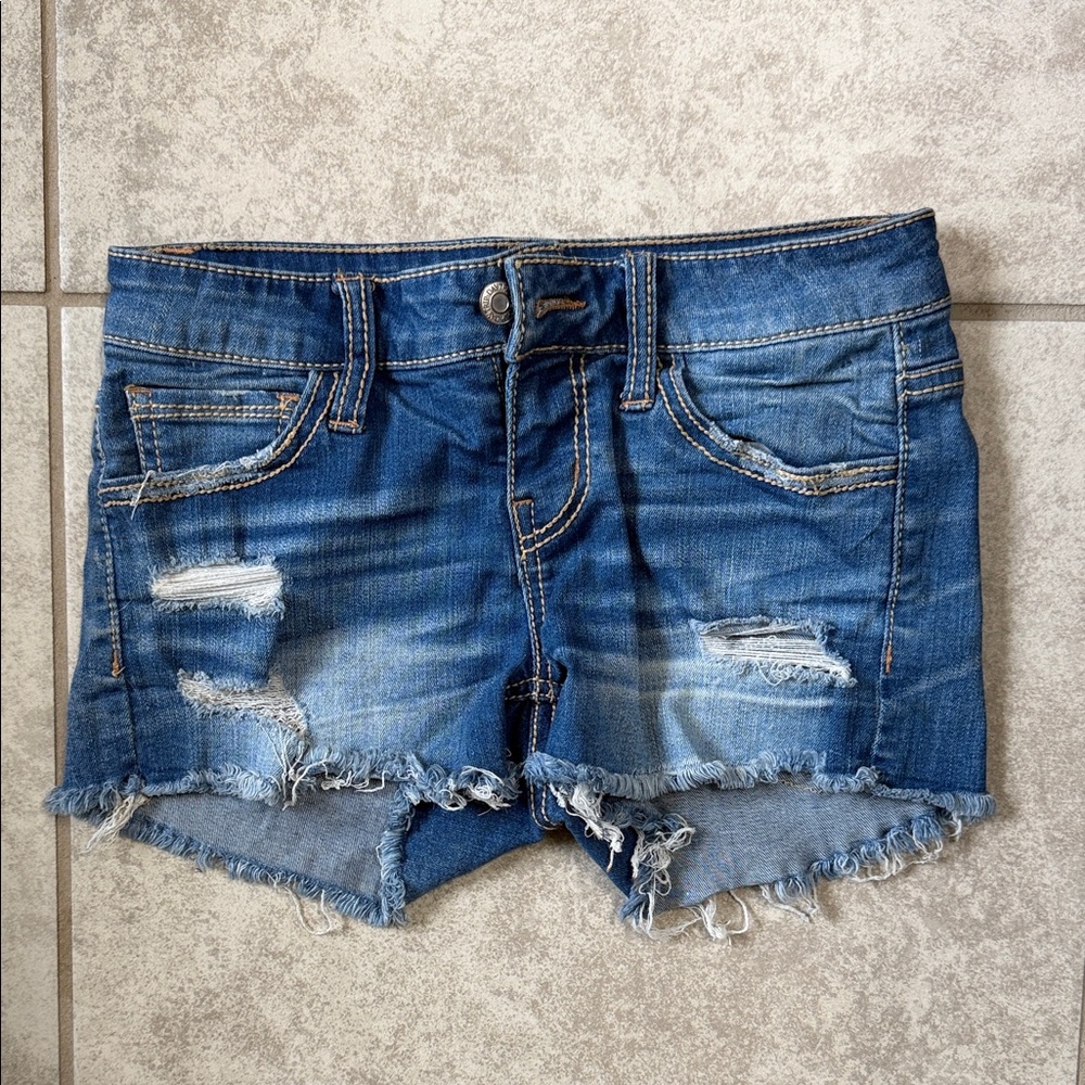 Daytrip Blue Distressed Jean Shorts
